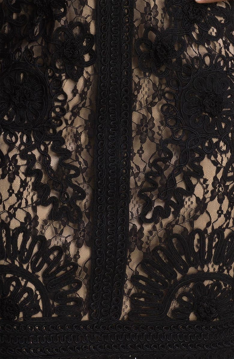 Sue Wong Ribbon Trim Illusion Bodice Dress, Alternate, color,