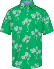 Tommy Hilfiger Kids' Palm Print Short Sleeve Button-Up Shirt