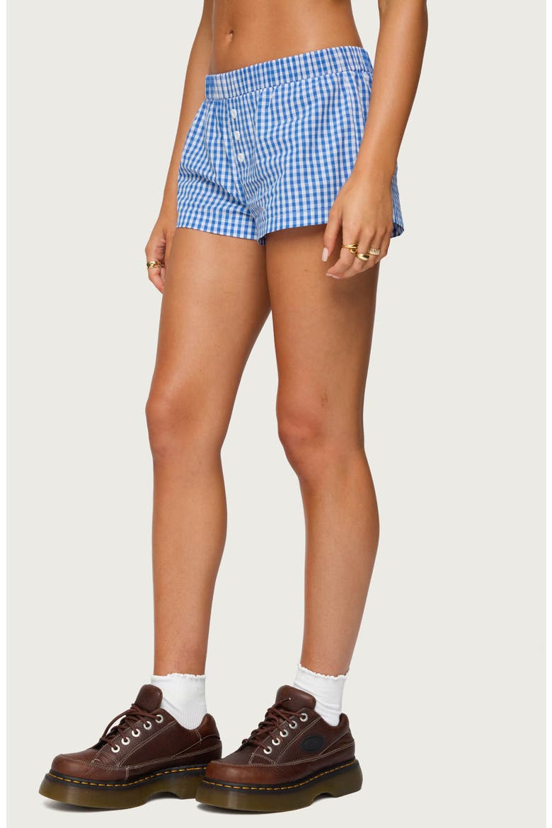Maryanne Gingham Boxer Shorts, Alternate, color, BLUE