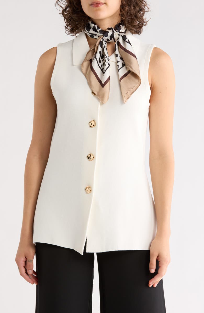 ELLIAN Animal Print Square Scarf, Main, color, White