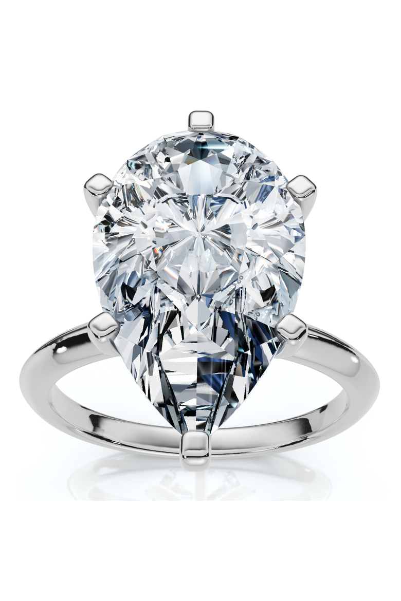 Certified 3Ct Pear Shape Solitaire Diamond Engagement Ring 6-Prong Lab Grown, Main, color, 14k White Gold