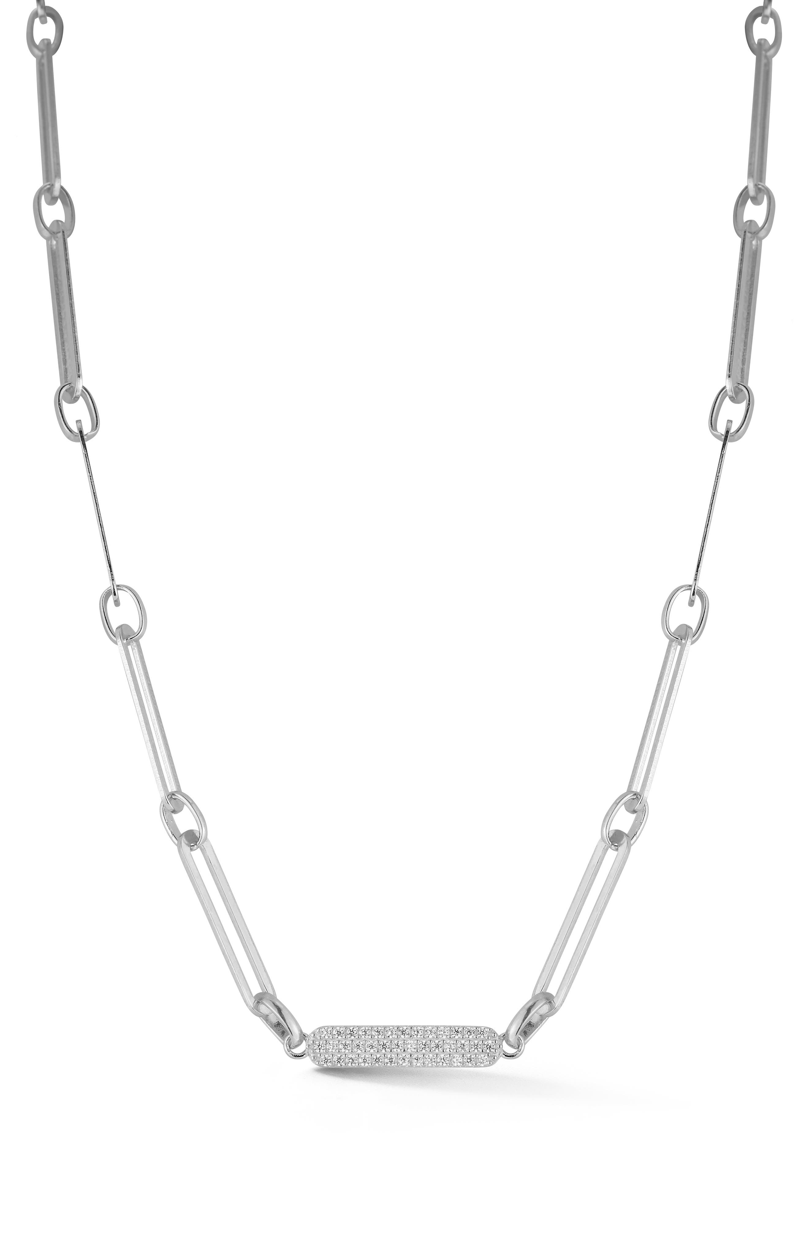 SPHERA MILANO Pavé Cubic Zirconia Bar Chain Necklace