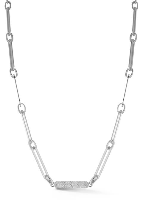 Pavé Cubic Zirconia Bar Chain Necklace