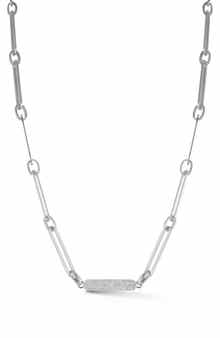 Pavé Cubic Zirconia Bar Chain Necklace