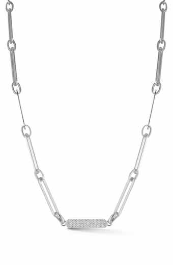 Pavé Cubic Zirconia Bar Chain Necklace