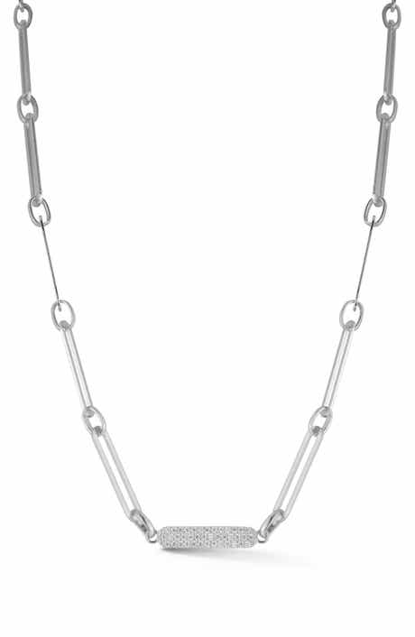 SPHERA MILANO Pavé Cubic Zirconia Bar Chain Necklace