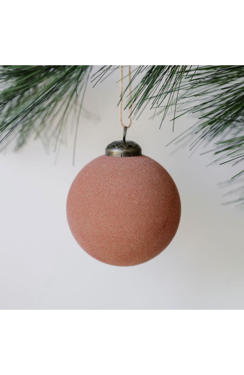 CG Hunter 3" Flocked Vintage Rose Glass Ornament, Main, color, 