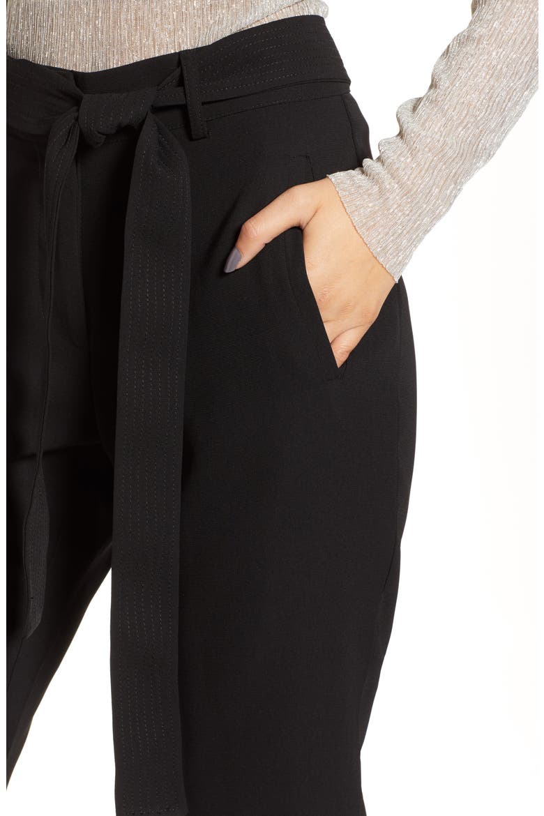 Tie Waist Ankle Pants, Alternate, color, BLACK