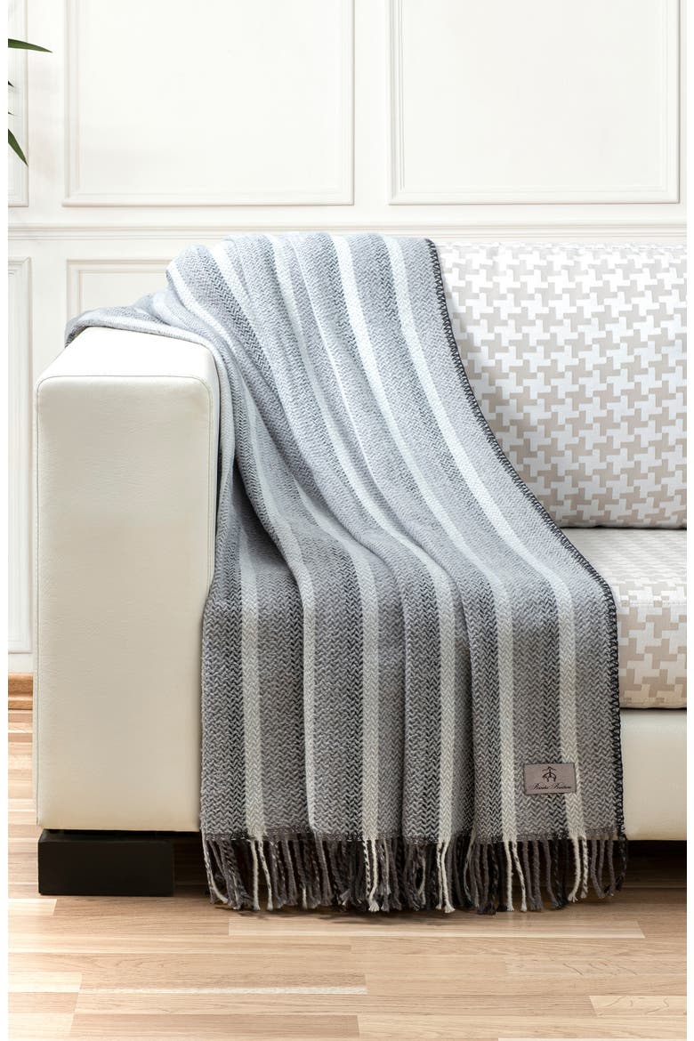Herringbone Fringe Throw Blanket, Alternate, color, SILVER