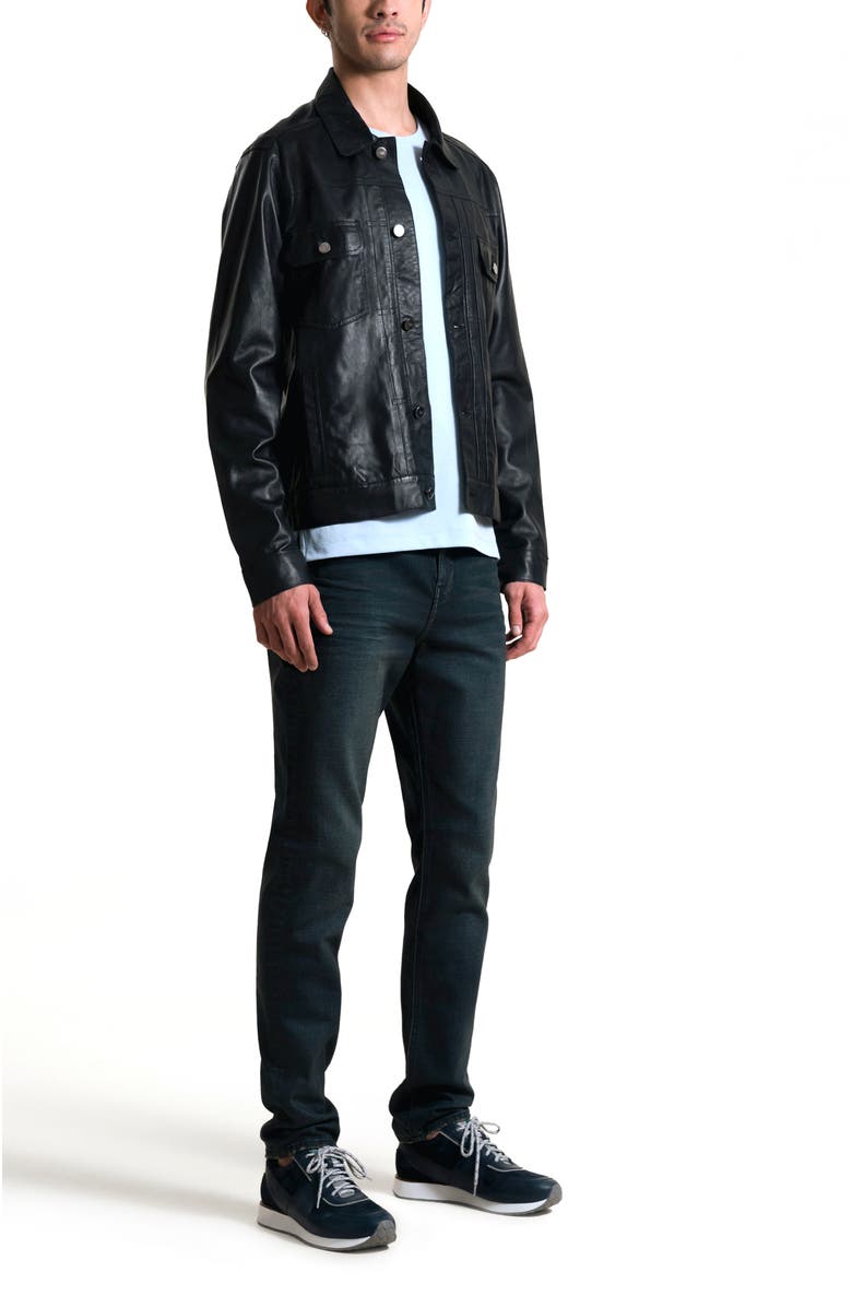 Velez Classic Fit Leather Trucker Jacket, Alternate, color, Black