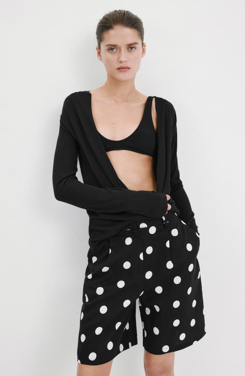MANGO Abrei Polka Dot Shorts, Alternate, color, Black