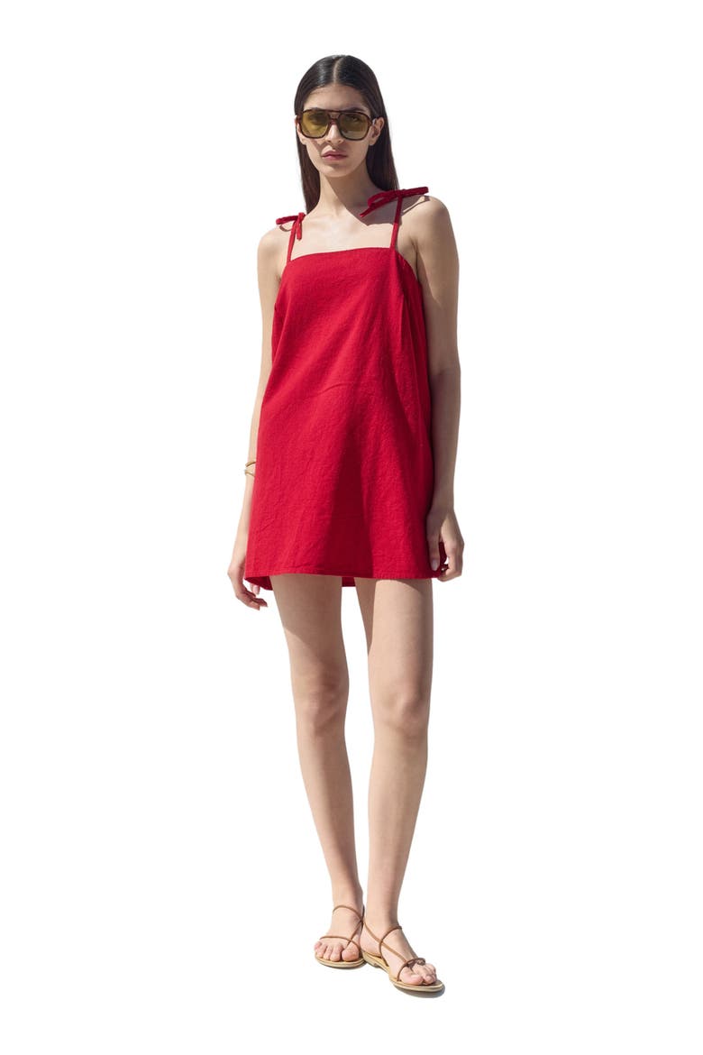 Terra Square Neck Mini Dress Cover-Up, Main, color, Red