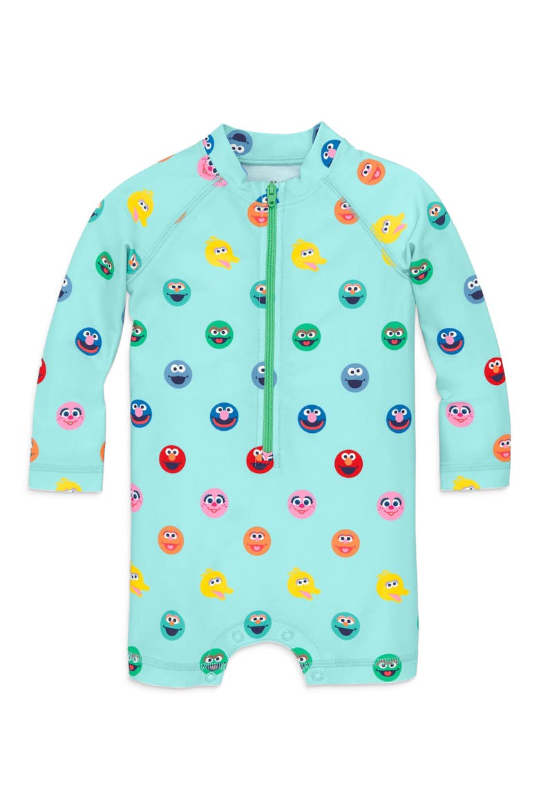 Baby Sesame Street One-Piece Rash Guard, Main, color, Mist Sesame Street Friends