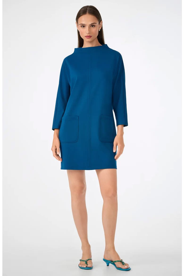 Caracas High Neck Ponte Dress, Main, color, Burle Blue