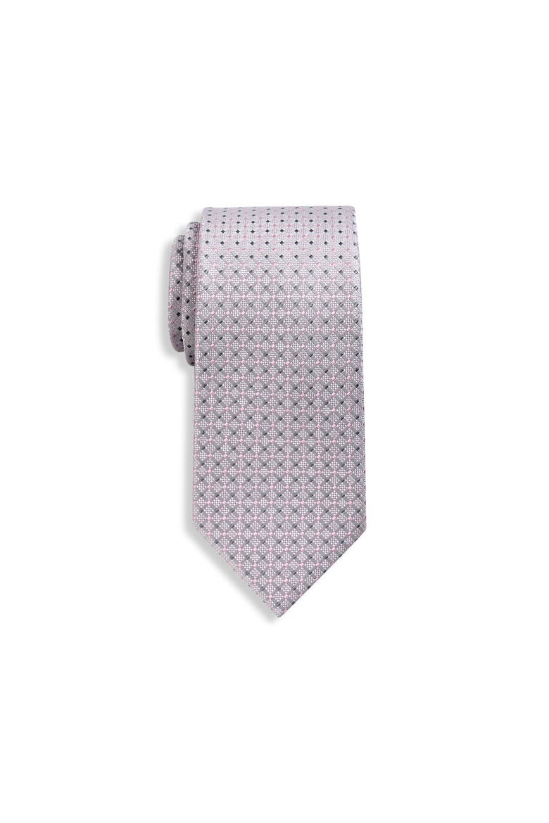 Big & Tall Brost Geometric Tie, Main, color, SILVER