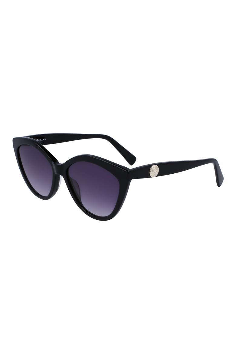 56mm Cat Eye Sunglasses, Alternate, color, BLACK
