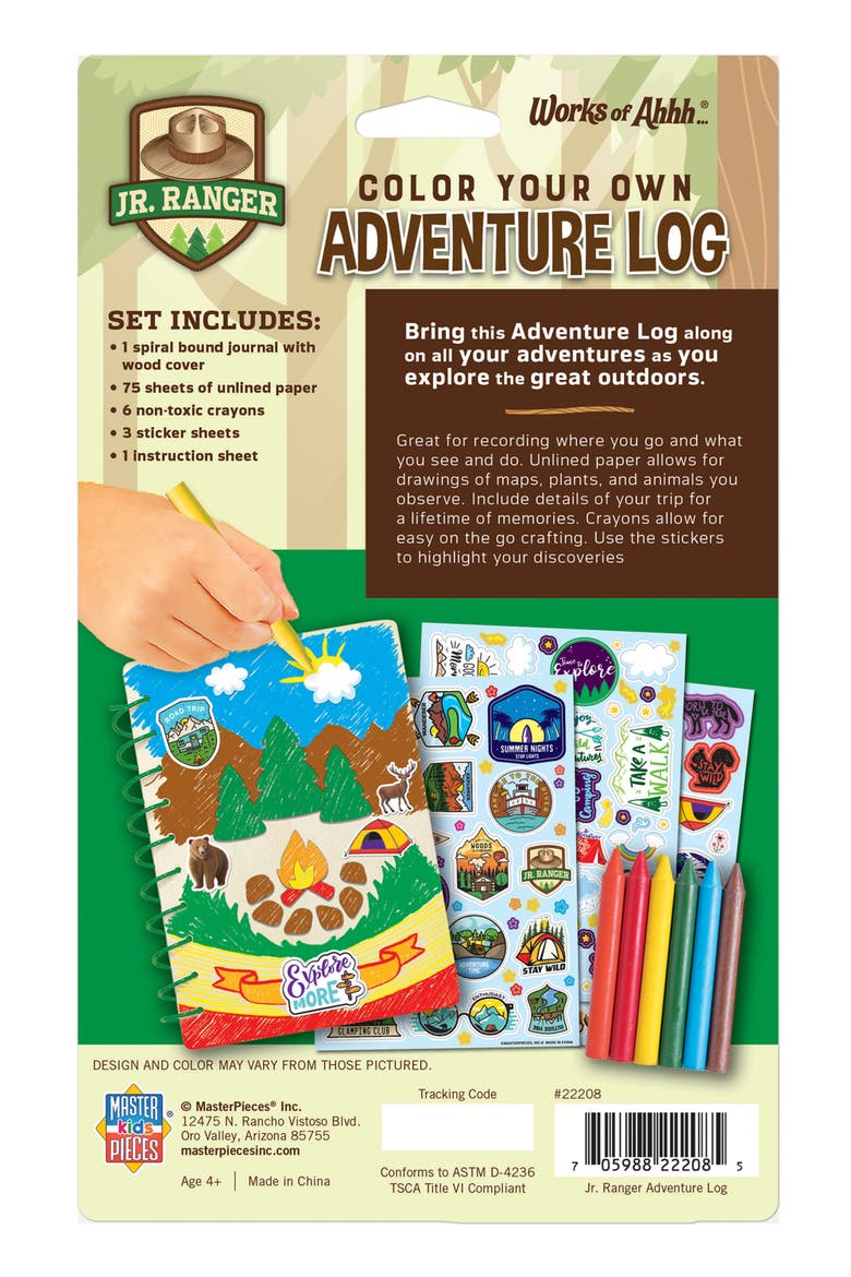 Jr Ranger Adventure Log Wood Craft Kit, Alternate, color, Multicolor