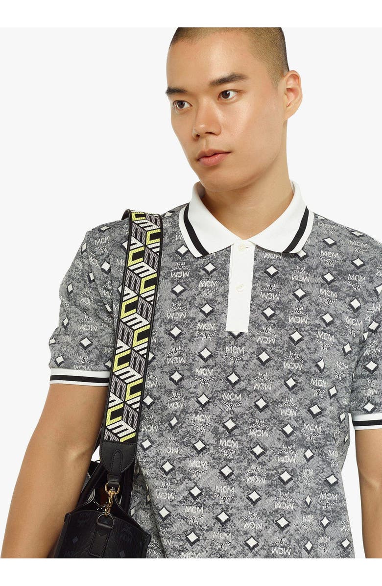 MCM Aren Shoulder Strap in Cubic Monogram Webbing, Alternate, color, Black