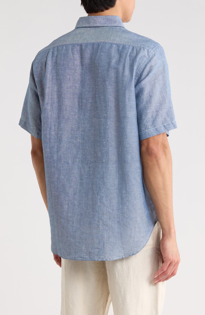 BUCK MASON Breeze Short Sleeve Linen & Cotton Button-Up Shirt, Alternate, color, Chambray