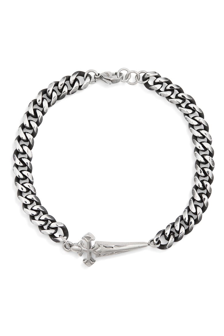 Men's Tariq Cross Chain Bracelet, Main, color, SILVER