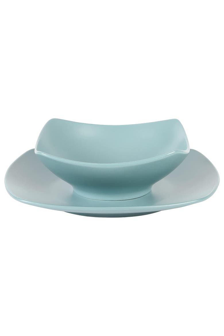 Zen Buffetware 8 Piece Fine Ceramic Dinnerware Set, Alternate, color, Blue