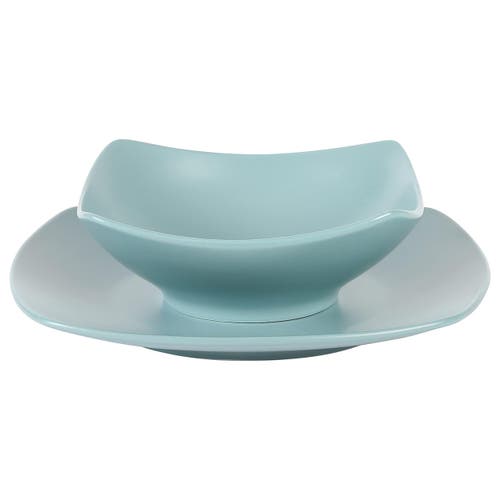 Gibson Home Zen Buffetware 8 Piece Fine Ceramic Dinnerware Set In Blue