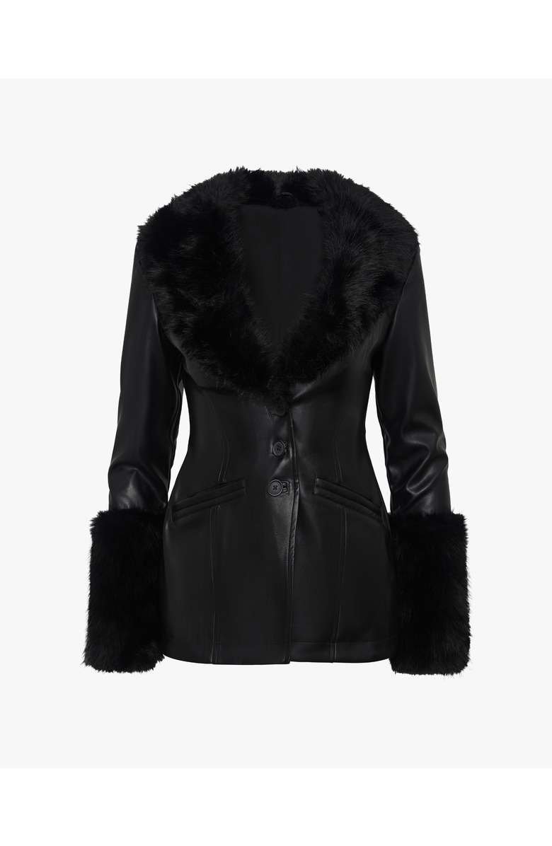 WeWoreWhat Fur Collar Jacket, Alternate, color, Black