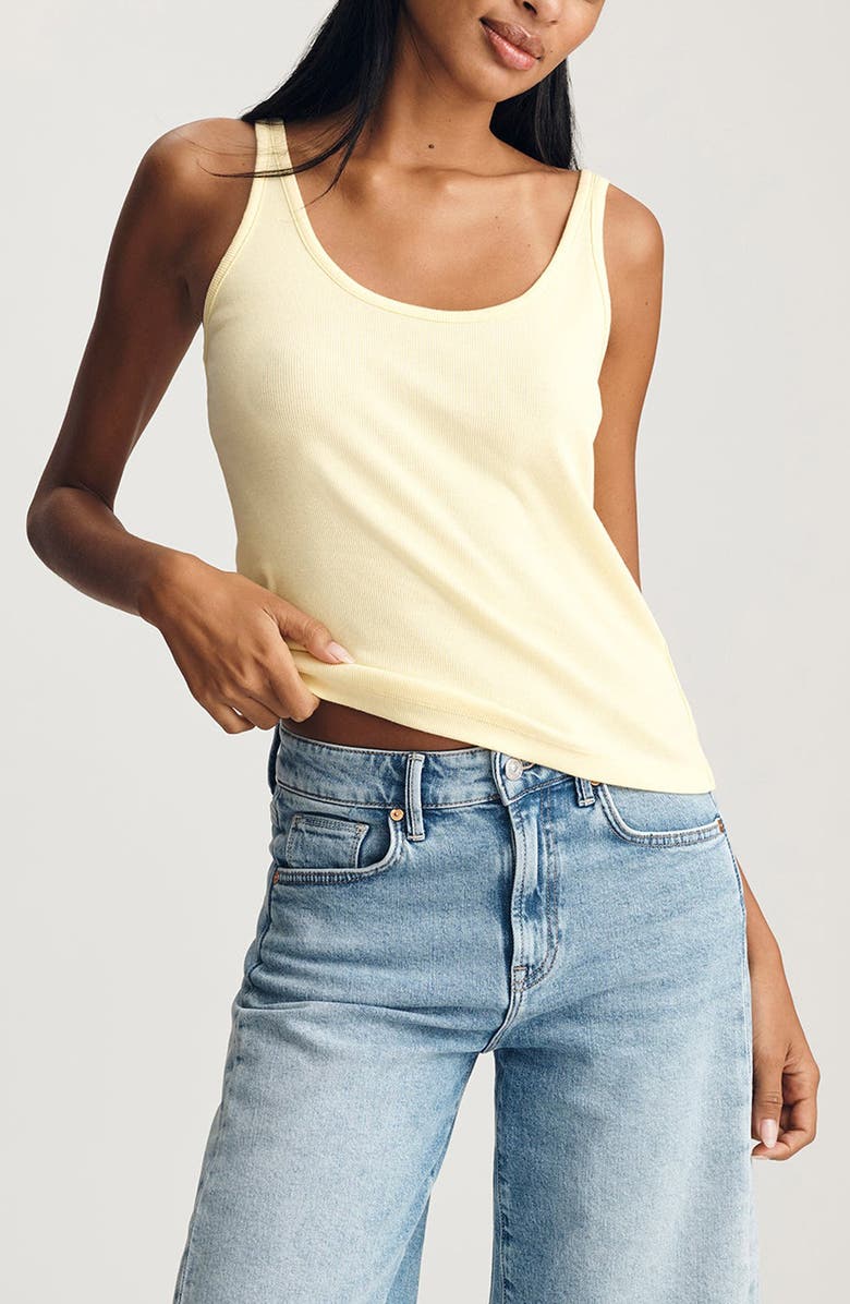 Mavi Jeans Scoop Neck Stretch Cotton Rib Tank, Main, color,
