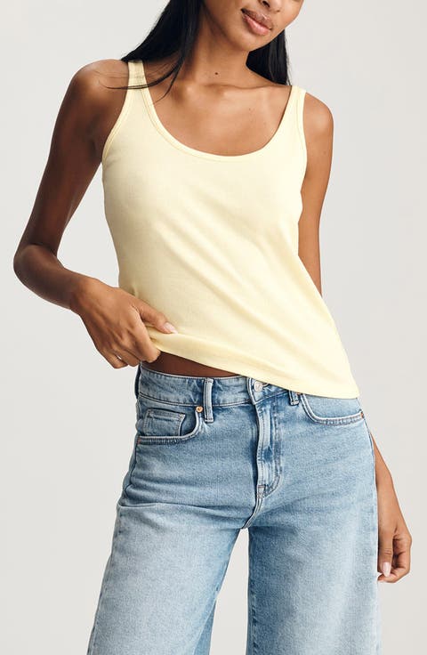 Scoop Neck Stretch Cotton Rib Tank