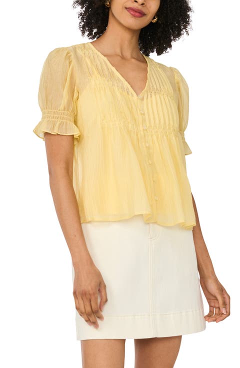 Pintuck Chiffon Top (Petite)