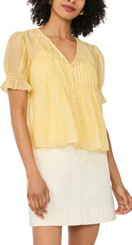Vince Camuto Pintuck Chiffon Top