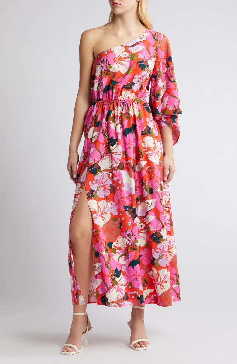 Chelsea28 Floral One-Shoulder Maxi Dress, Main, color, 