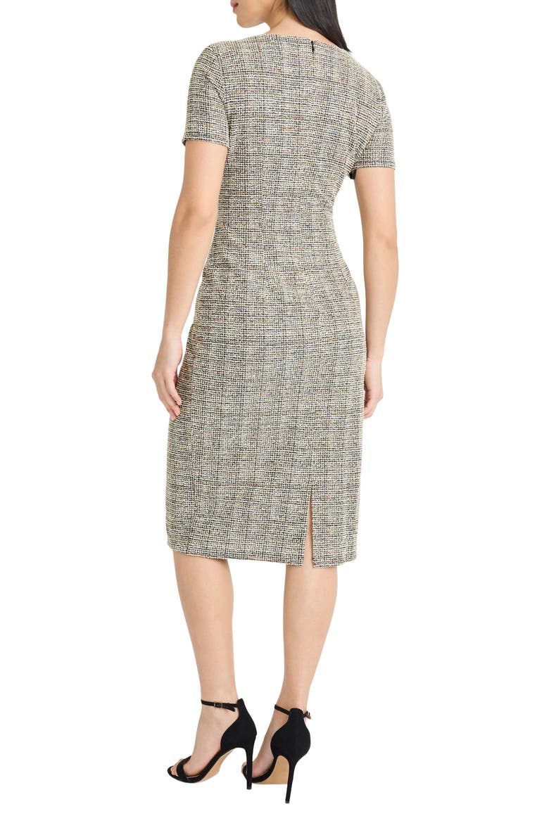 Side Ruched Tweed Sheath Dress, Alternate, color, BLACK MULTI