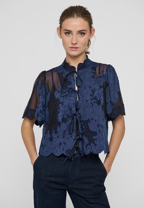 Anjadea Floral Sheer Cropped Jacket