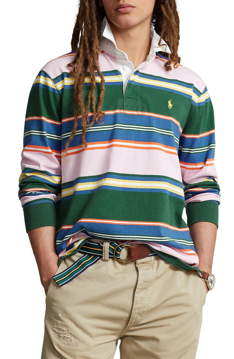 Polo Ralph Lauren Classic Fit Stripe Cotton Rugby Shirt, Main, color,