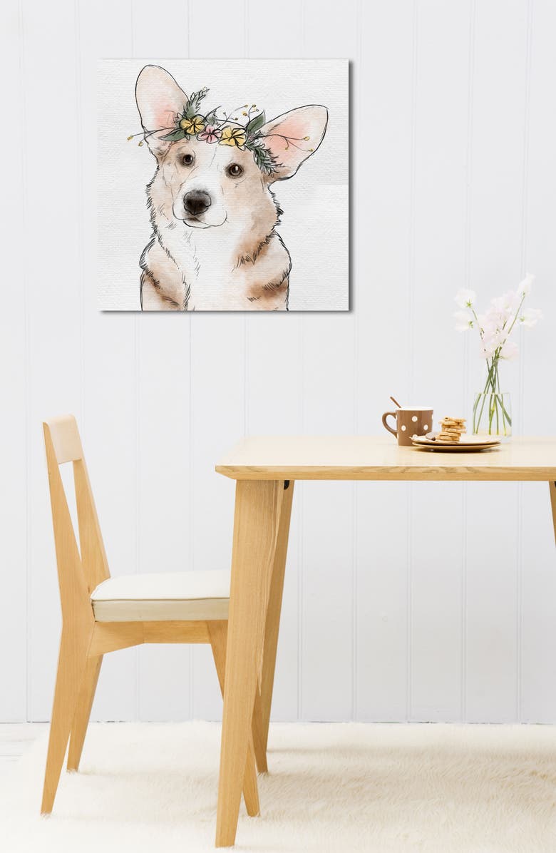 Oliver Gal Floral Crown Corgi Canvas Wall Art, Alternate, color, 