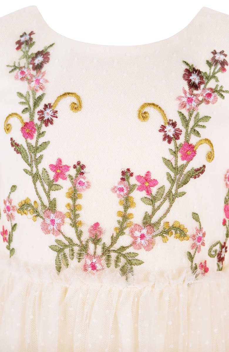 Zunie Kids' Three Quarter Sleeve Embroidered Dress, Alternate, color, Champagne