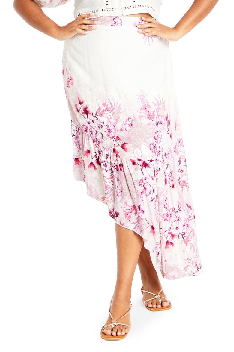 Isabella Border Asymmetric Skirt, Main, color, SWEET