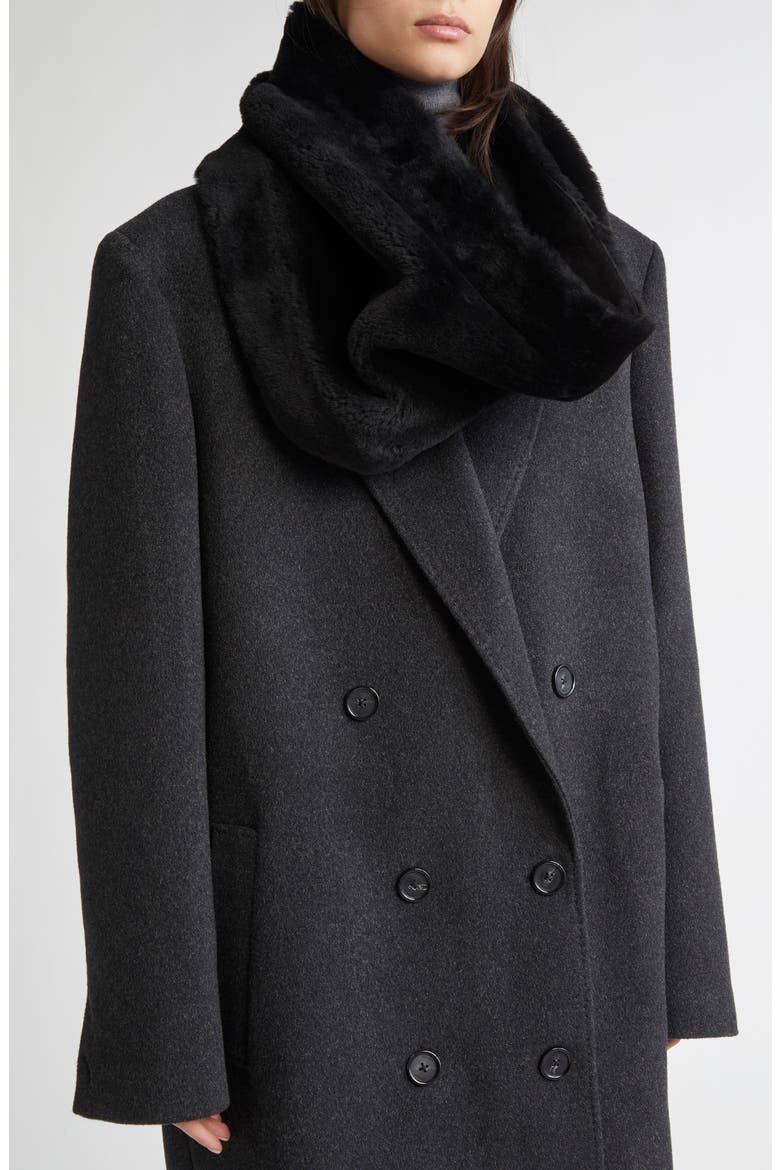 Plush Genuine Shearling Muff, Alternate, color, BLACK