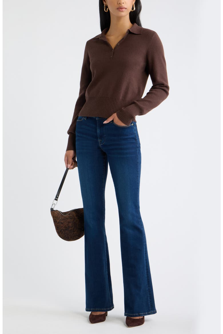 Long Sleeve Polo Sweater, Alternate, color, BROWN SEAL