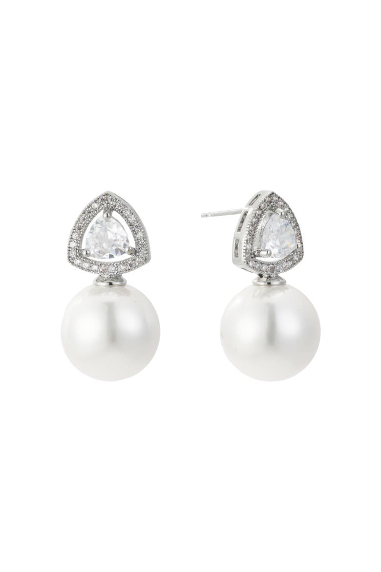 Legacy Pearl Drop Earrings, Main, color, Silver