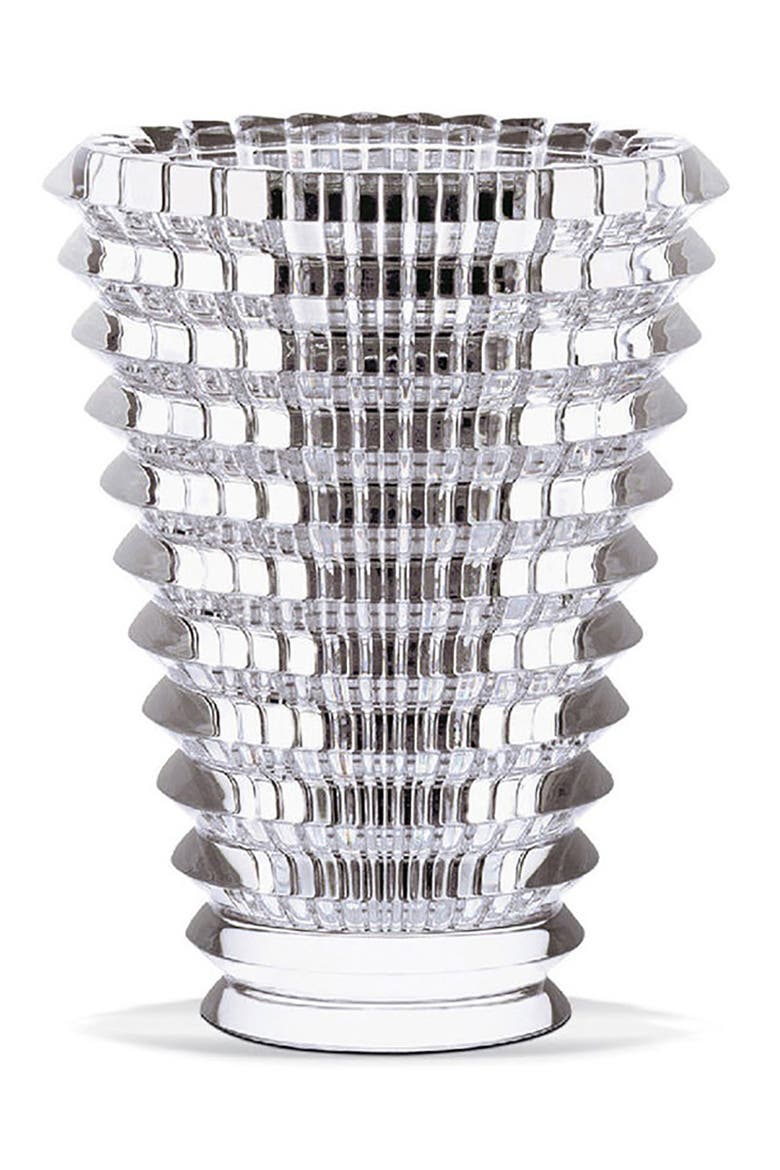 Small Round Eye Lead Crystal Vase, Main, color, CLEAR
