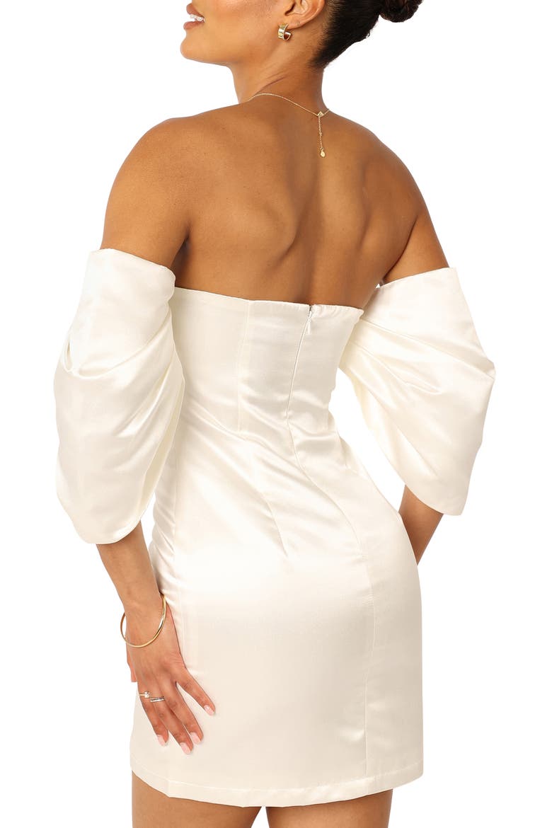 Nisha Off the Shoulder Satin Minidress, Alternate, color, WHITE