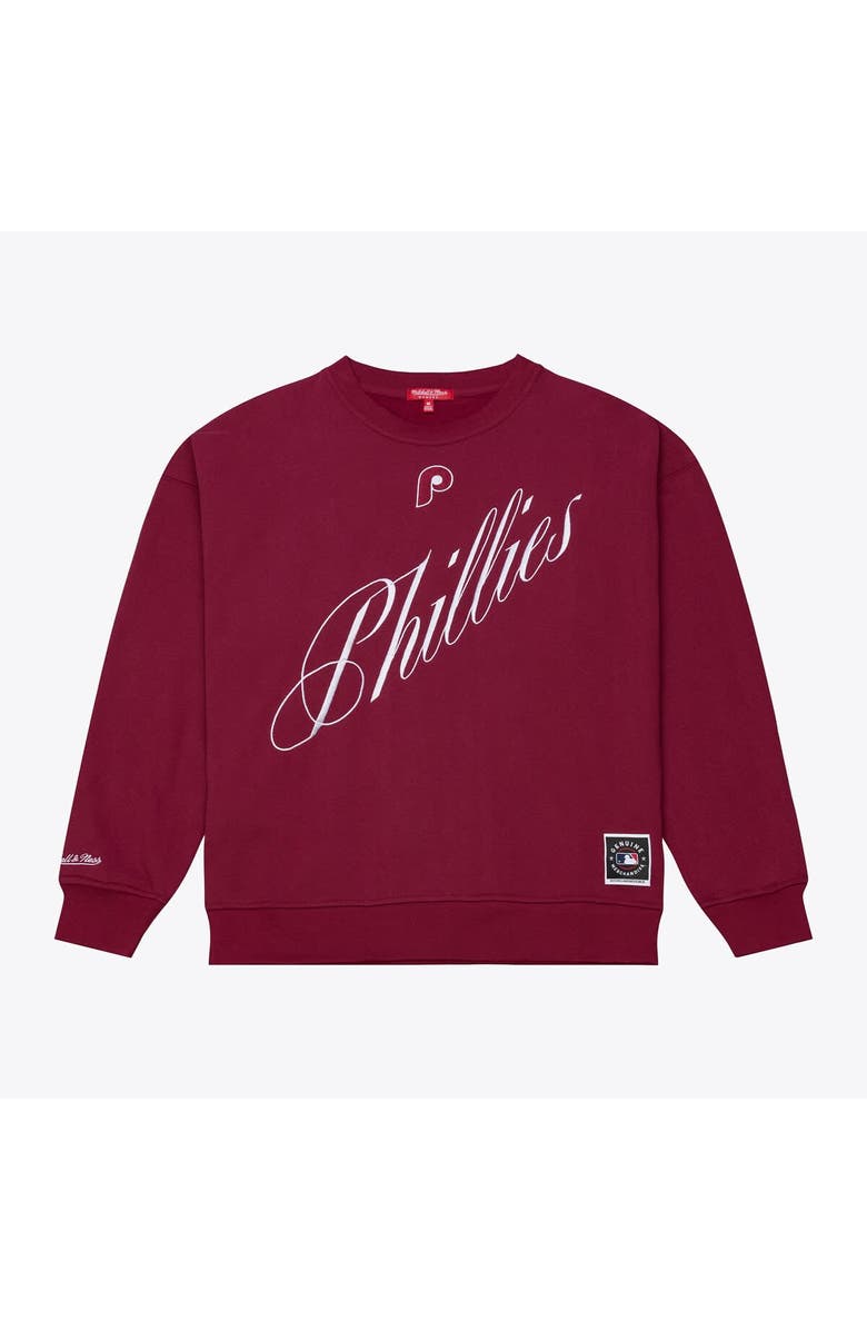Mitchell & Ness Women's Mitchell & Ness  Burgundy Philadelphia Phillies Script Sweatshirt, Main, color, Burgundy