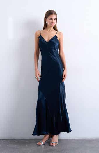 Topshop Folded Neck Satin Slip Maxi Dress