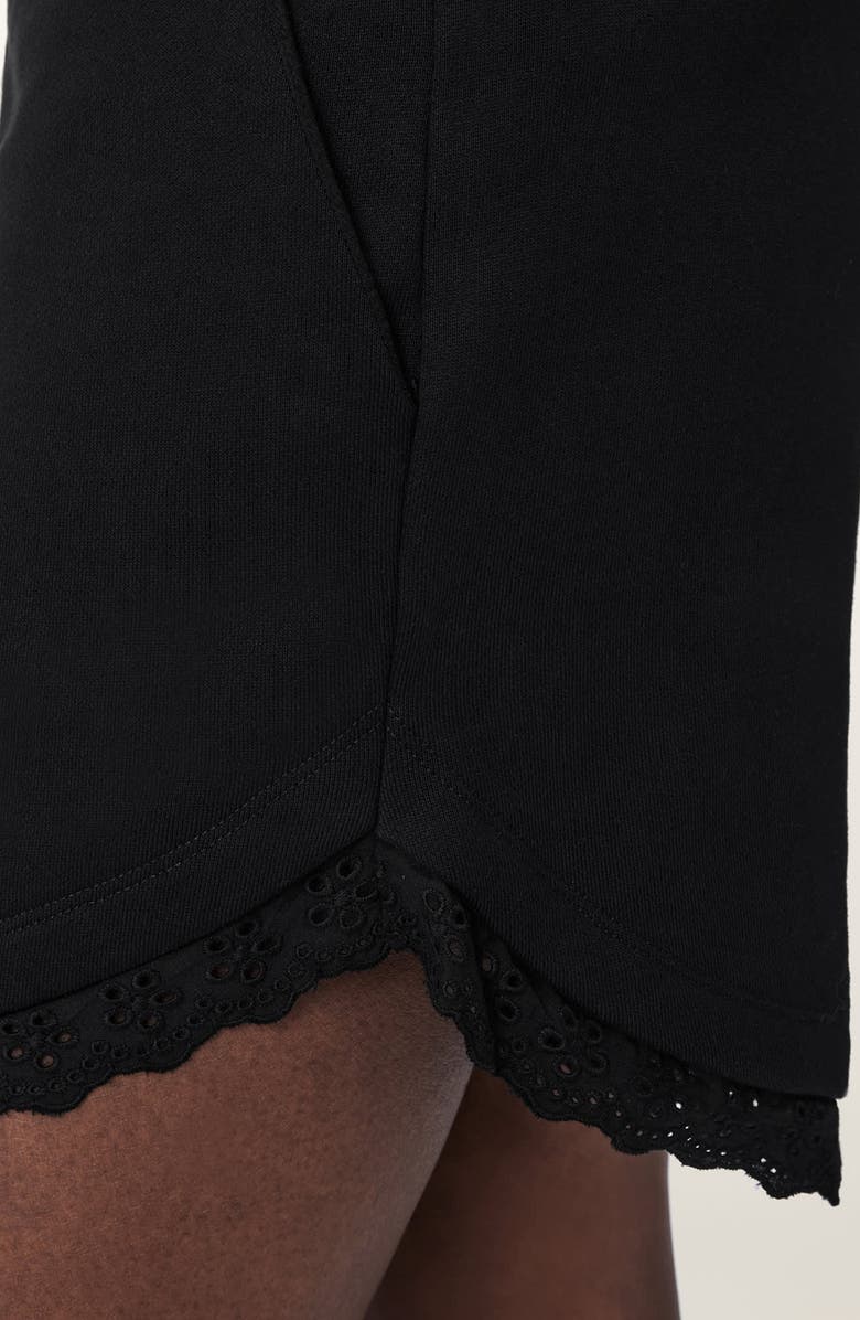 AllSaints Lele Eyelet Trim Cotton Shorts, Alternate, color, Black
