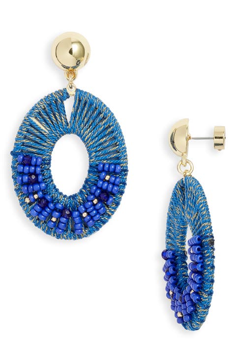 Beaded Oval Drop Earrings
