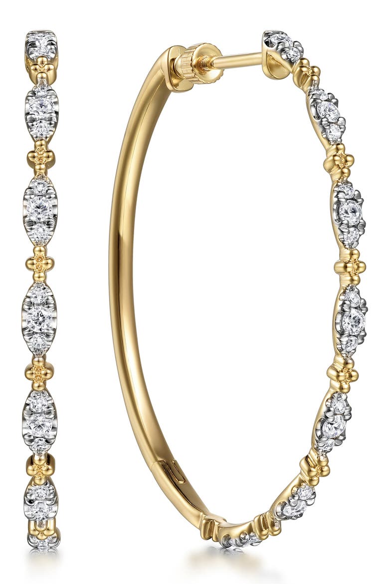 14k Gold Diamond Hoop Earrings, Main, color, 14K YELLOW GOLD