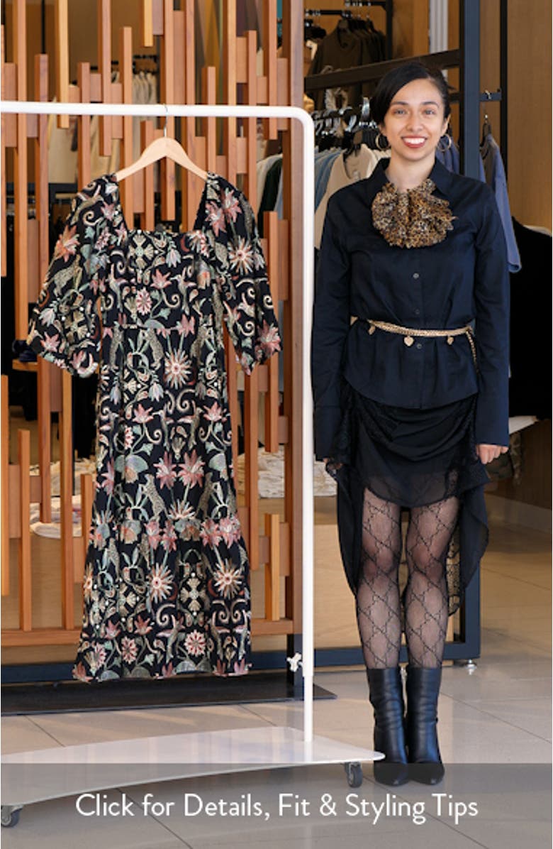 Lydia Floral Embroidery Midi Dress, sales video thumbnail