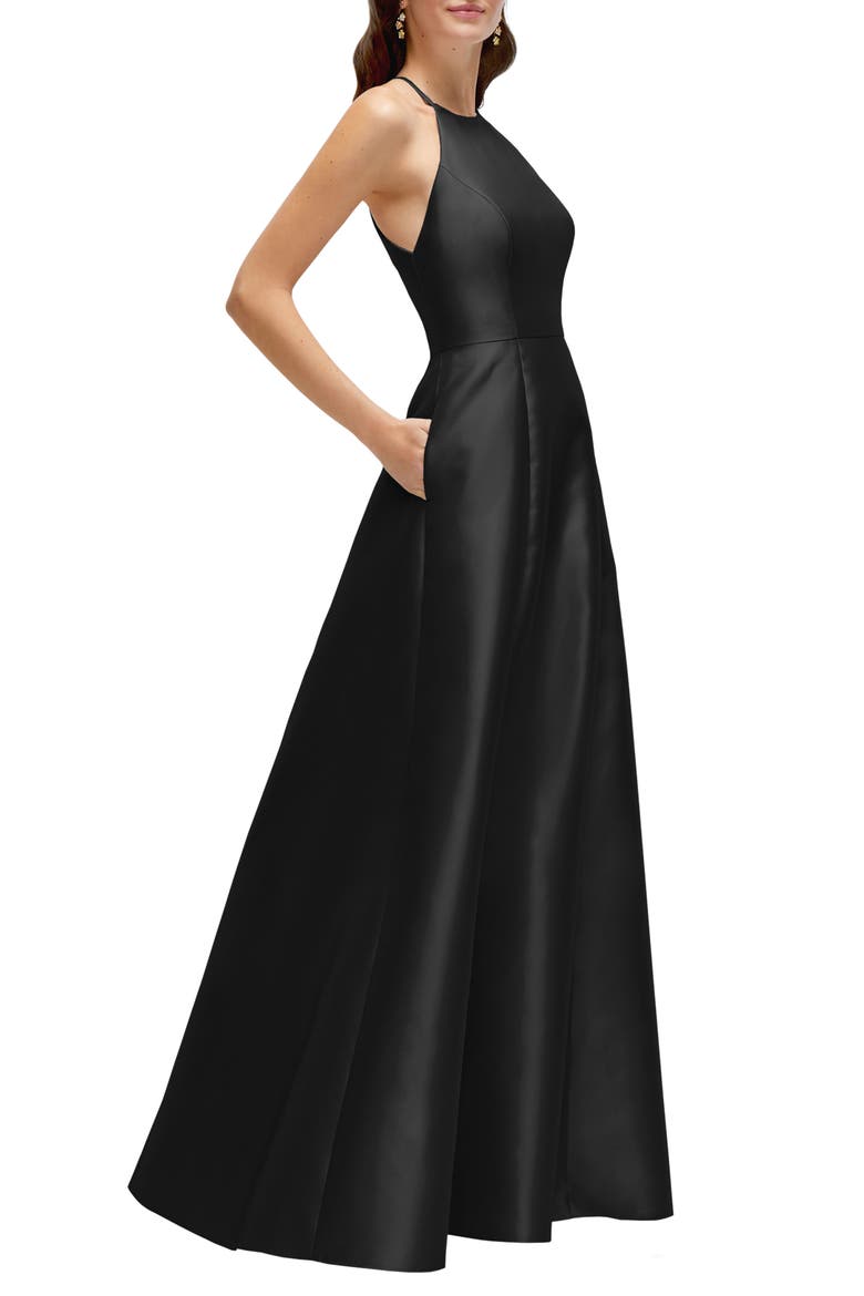 A-Line Satin Gown, Alternate, color, BLACK